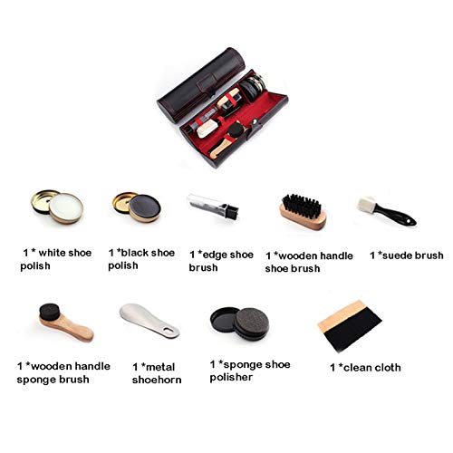 Kit de Pulido de Zapatos de 10 Piezas - Caja para el Cuidado de Zapatos de, Herramientas para la Limpieza de Zapatos | Kit de Pulido de Zapatos portátil, Kit de lustrado Compacto con Funda de - imagen 3