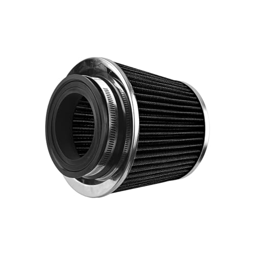 FALVFUN Car Clamp-On Air Intake Filter, 3 In 3.5 In 4 In Round Tapered Vehicle Cone Air Filters, High-Performance ＆ Washable Auto Replacement Intake Filtering Accessories, Universal Fit (Black)