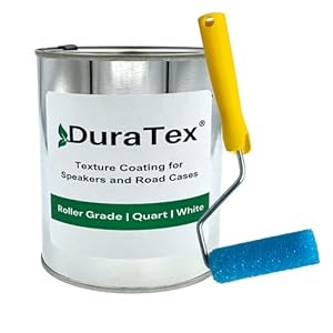DuraTex® Coating Roller Grade Kit for Speaker Cabinets & Road Cases, Water-Based, Texture Coating for Metal and Wood. Durable, Water-Based Finish, and Scuff-Resistant. (White, Quart)