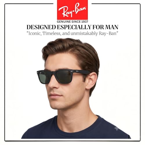 Image of Ray-Ban RB4105 WAYFARER FOLDING CLASSIC Square Shape Sunglasses for Men with Official Eyewear Kit