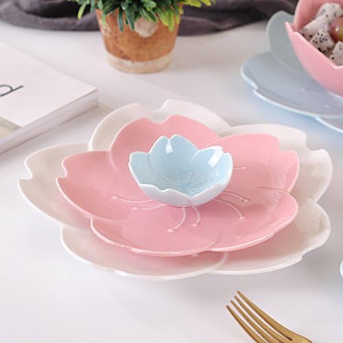 Miniatura 3 de SOCOSY Elegante plato de salsa brillante en forma de Sakura, cuencos de sushi, platos de aperitivos, platos de porcelana para servir condimentos de