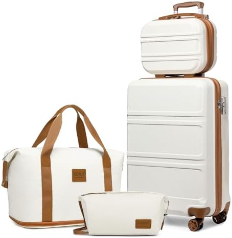 Kono Set de 4 Valises de Voyage Rigide Bagage Cabine 55cm avec Po...