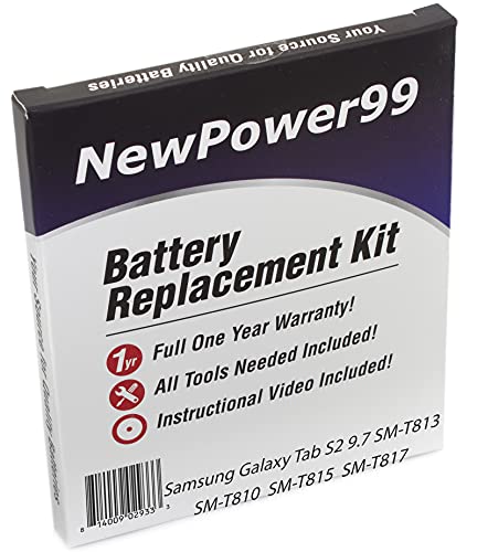 samsung s2 battery pack - Battery Kit for Samsung Galaxy Tab S2 9.7 SM-T813, SM-T810, SM-T815, SM-T817 with Tools, Video Instructions, Extended Life Battery from NewPower99