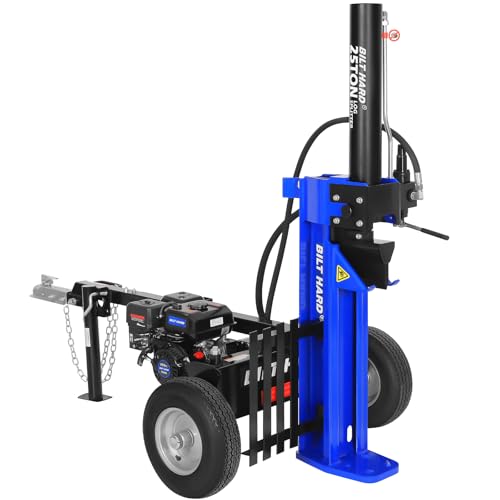 BILT HARD 25-Ton Towable Gas Powered Log Splitter, Horizontal & Vertical Wood Splitter Gas Powered with 209cc OHV Engine & 2-Stage Pump, 16