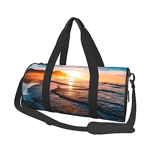 Sac de voyage rond sea beach sunset noir pour gym et entraînement sport