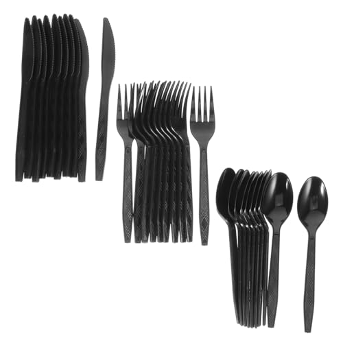 1Set Disposable Plastic Serving Utensils Forks Spoons Knives for Birthdays and Buffets Safe and Convenient Cutlery for Parties Charming Design for Memorable