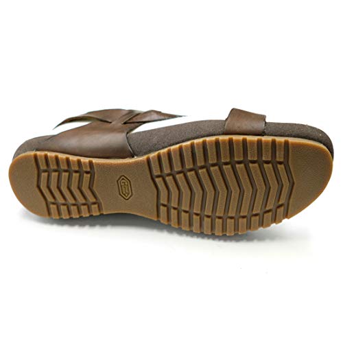 Harssidanzar Leather Sandals For Mens Summer Comfortable With Casual GMUK202,Brown,size 8.5 - Image 2