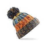 Beechfield B486 - Gorro de Invierno con pompón y sacacorchos, Retro Blues, Talla única