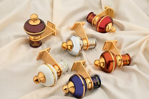 Image of Raj Mandir Curtain Bracket, Parda Holder Aluminium with Support 1 Inch Rod Pocket Finials Door and Window Rod Support for Window & Door Curtain Fitting, Rod Pocket Style (Pack of 1 Pair, Blue)