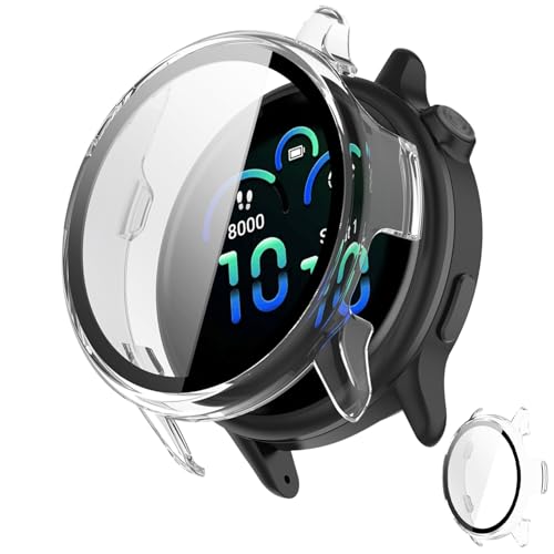 INIAYOH For Garmin vivoactive 6 �J�o�[ �K�[�~�� vivoactive 6 �ی�P�[�X �����K���X�t�B����+���ϏՌ�PC�t���[�� ���˒ጸ �w��h�~ �y�ʃX�����݌v (�N���A)