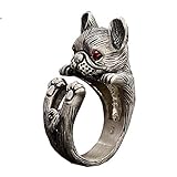 Tamaño: ajustable Damen 925 Sterling Silber Verstellbar Ringe,Vintage Lindo Perro Mascota Scrub Cola Ajustable para Mujeres Joyas Anillo Glamour Singular Bloom Diferenciar Fulgor Deslumbrante