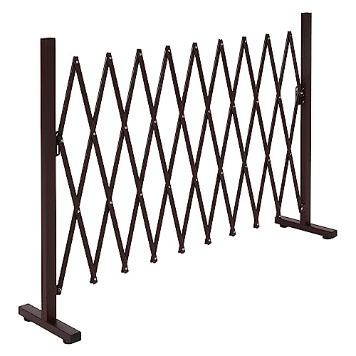 Alu Absperrgitter HWC-K56, Scherengitter Schutzgitter Zaun, ausziehbar schwenkbar Stahl 103x36-265x31cm, braun