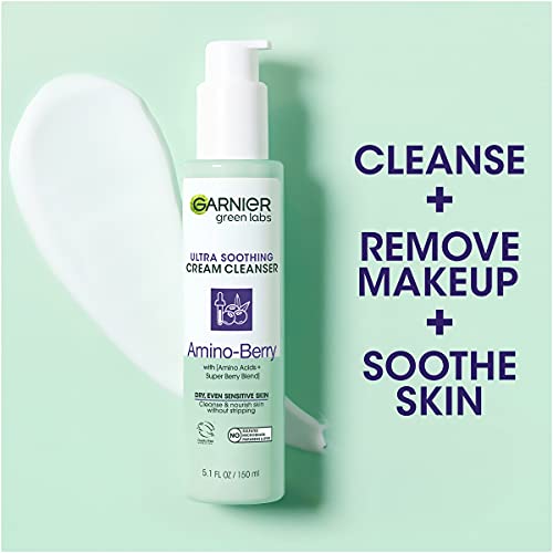 Garnier Green Labs Amino-Berry Soft Gentle Facial Cream Cleanser Hydrates And Soothes Skin, 5.07 Fl Oz #TOP3