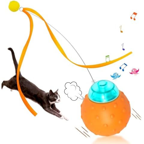 Muhhiba Interactive Cat Toys Balls, Automatic Moving Cat Toys for Indoor Cats, Self Rotating Ball with Motion Activated, Electric Cat Mouse Toys, USB Rechargeable Cover