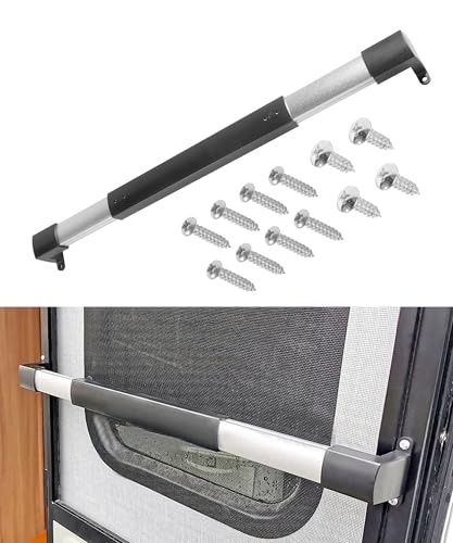 UNLRAE RV Accessories,RV Screen Door Handle,Car Accessories Aluminum Screen Door Push Bar for Camper Entry Doors,Adjustable from 21-5/8 Inches to 28-5/8 Inches,Fits Most RV,Camper,and Trailer