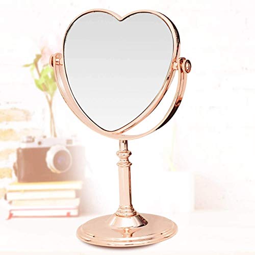 Wincy Espelho de Mesa Maquiagem Dupla Face Rose Gold, 2.5X16x28.5 cm