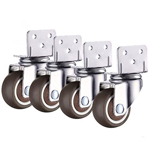 Roulettes pivotantes caoutchouc souple meuble 1.5 pouce sans frein lot de 4 roues