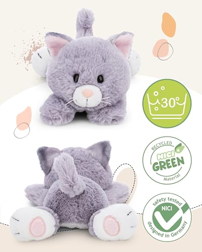 NICI Kuscheltier Katze 20cm - grau - Weiches Plüschtier – niedliches Stofftier zum Kuscheln & Spielen – tolle Geschenkidee für Kinder & Erwachsene - 62143