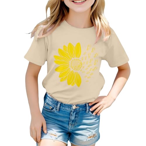 Teen Girls Cute Sunflower Wildflower Graphic Tee Top Summer Crewneck Short Sleeve Pattern Loose T Shirt Toddler Kids
