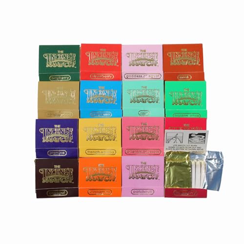 16 Pack of Incense Matches - Portable Eco-Friendly Scented Matches for Instant Fragrance & Odor Elimination | Travel-Friendly Air Freshener | 30 matchsticks per Matchbook 480 matchsticks per Order