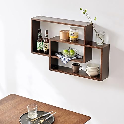 Étagère en chêne véritable style armoire suspendue haut de gamme pour chambre