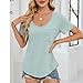 Cotton T Shirts for Women Soft Short Sleeve Scoop Neck Basic Tees Comfortable Summer Casual Trendy Tops with Pocket Green