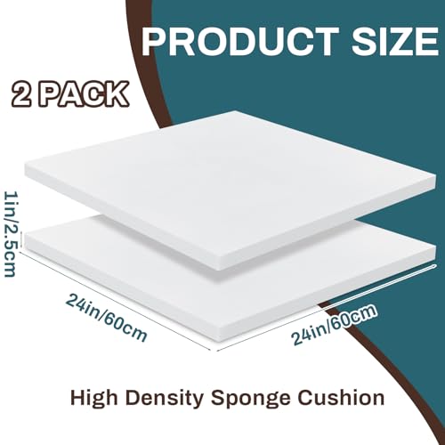image for Frienda 2 Pack 1 x 24 x 24 Upholstery High Density Foam Cushion Replac