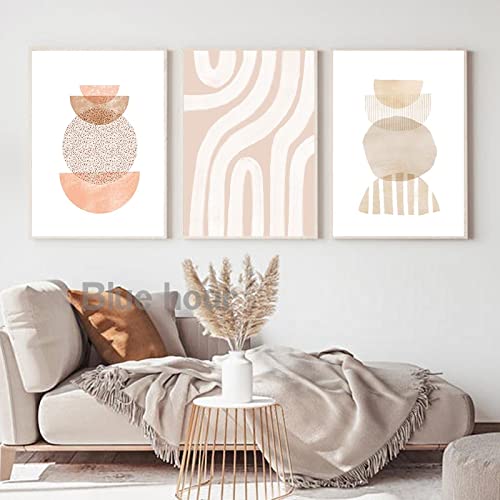Abstrait géométrie terre ton imprime affiche boho mur art pour décoration salon moderne beige gris