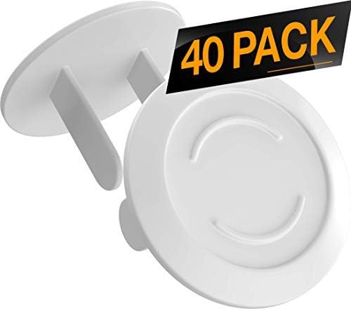 40 Pack Outlet Plugs Covers [Protect Your Child] Child Proof - Best Safety Electrical Power Socket Plug Wall Cover Protector - Plastic Baby Proofing Caps [Perfect FIT] White (40 Pack)