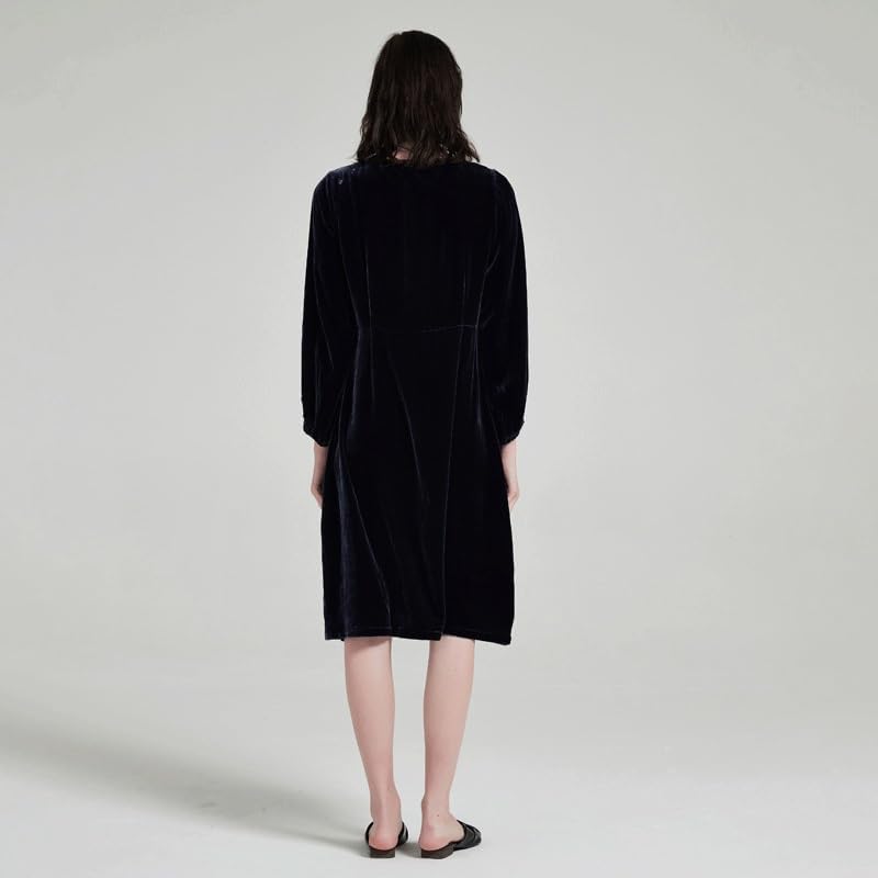 V-neck Velvet Nightdres Long Sleeves Nightgown Homewear Lining Nightie