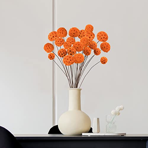 Phliofd 24 Pcs Dried Craspedia Billy Balls Flowers, 18” Natural Dried Flowers Bouquet For Vase Floral Arrangements Wedding Table Centerpieces Party Diy Home Decor (Orange) #TOP3