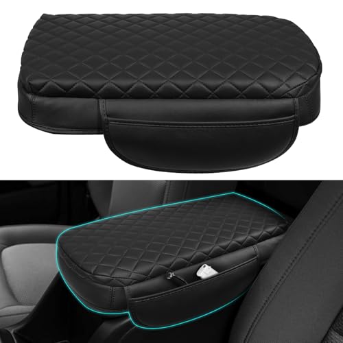 OKLSG Center Console Cover for 2015-2022 Chevrolet Colorado GMC Canyon Armrest Cover Colorado Console Lid Protector 2021 Colorado Interior Accessories (Smooth Leather)