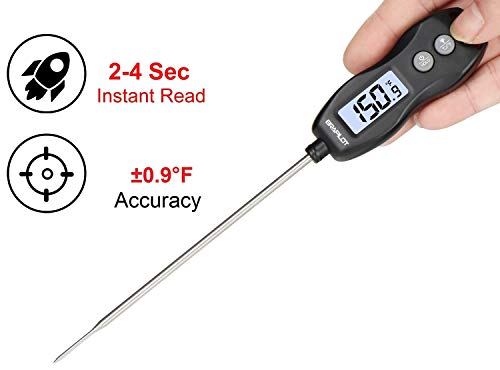 Brapilot Digital Food Meat Candy Thermometer - Ft200 Instant Read Probe Thermometer Backlit Auto Off Waterproof For Cooking Bbq Kitchen Grill Milk (Black Color) #TOP1