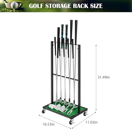 OYEAL Golf Club Holder Stand, Golf Ball Holder Display for 10 Cues, Golf Club Storage Organizer for Garage, Home Club Simulator, Golf Accessories/Gifts for Men Golfers, Black