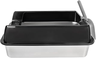 Stainless Steel Cat Litter, 60 x 40 x 30 cm (Large) Black
