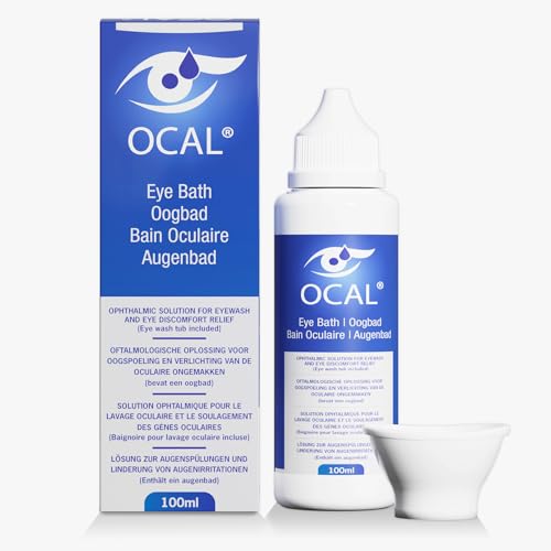 OCAL Multi Action Eyewash - 100ml with Eye Wash Cup - 7.2pH Balanced Ophthalmic Eyewash Solution for Irritation Redness Dryness & Tired Eyes Gentle Eye Rinse Suitable for Contact Lens Users