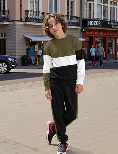 Boys Clothes Long Sleeve Color-blocked Sweatshirt Tops and Pants Winter Outfits Kids Clothes Boys for 6-16 Years4