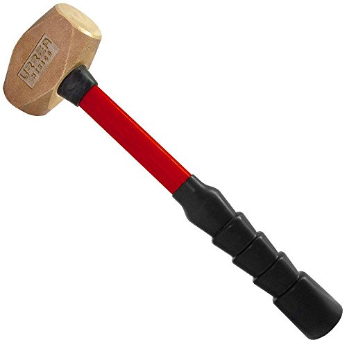 URREA Sledge Hammer - 3-Pound Steel Head Drilling Hammer with Forged Striking Head & Cushioned Fiberglass Handle - 1434GFV