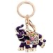 3D Luxury Elephant Keychain Sparkling Keyring Crystal Rhinestones Purse Pendant Handbag Charm (Purple)