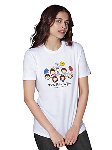 Image of The Souled Store|F.R.I.E.N.D.S I'll Be There for You Round Neck Mens and Boys T-Shirt|Graphic Printed Half Sleeve| 100% Cotton White Color T-Shirt
