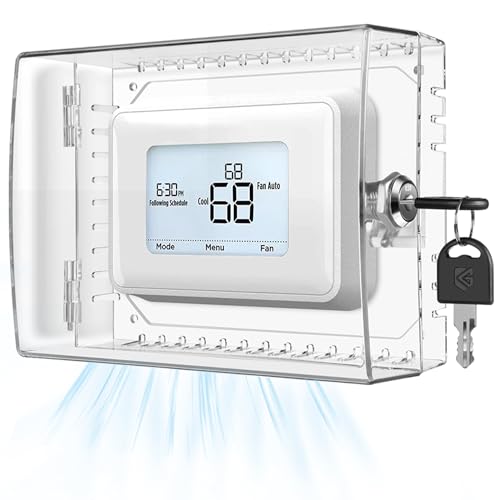 Gedreew Large Thermostat Lock Box Cover with Key, Clear Thermostat Cover with Lock Compatible With Honeywell Home Thermostat On Wall, AC Lock Box Cover with Key Fits Thermostats 5"H x 6" W or Smaller by Gedreew - Used condition - US$14.32