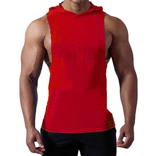 Magiftbox Mens Workout Hooded Tank Tops Sleeveless Gym Hoodies with Kanga Pocket Cool and Muscle Cut