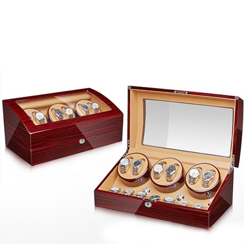 KRYANFEN Remontoir Montre Boîte à Montre Automatique Moteur Japonais Silencieux 5 Modes 13 Montres Cuir PU E