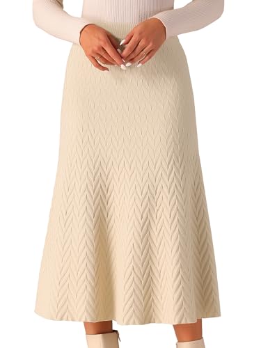 Seta T Women's Ribbed Knit A-Line Skirts Elastic...