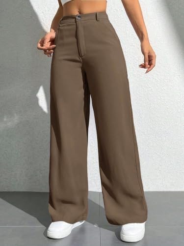 Image of Toochki Trousers for Woman Pants Women's Formal Office Korean | Beige Black Track Pant | Straight | Cotton Spandex Stretchable Trouser | High-Waisted Bottom Wear