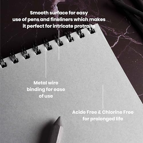 Image of Scholar Gravel Sketch Pad - 160 GSM Grey Toned Drawing Paper | Premium Artist Sketch Pad for Shading, Highlights, Pencil, Charcoal, Pastel & Figure Drawing Practice (Square)