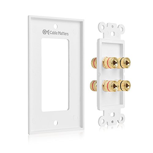 image for Cable Matters 2-Pack Speaker Wire Wall Plate, Gold Plated Speaker Wall