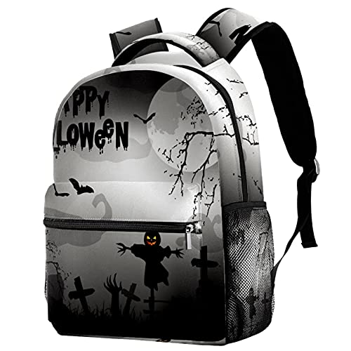 Sac à dos d'école fille et garçon grand format imprimé Halloween
