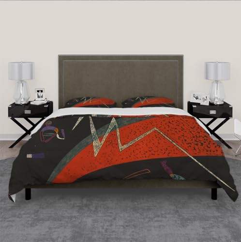 Parure de lit géométrique en microfibre douce rouge et noire - 4