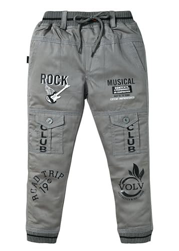 Image of Stylish Printed Joggers with Pockets | Soft Comfortable Elastic Waist Lower | Casual Outdoor Wear Trousers for Daily Use |Pack of 1 Boys Premium Cotton Satin Jeans Cargo Track Pants for Kids 2-7 Years